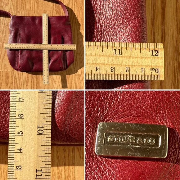 Stone and Co Leather Crossbody Bag Burgundy Adjustable Strap Y2K Era - Picture 9 of 16